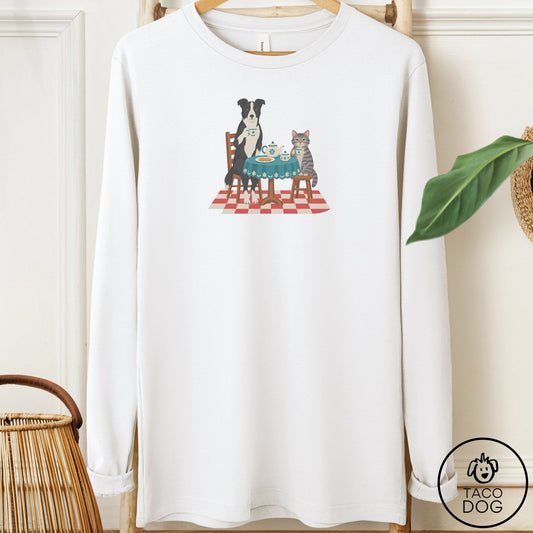 Border Collie Tea With The Enemy Long Sleeve Tee White Taco-Dog