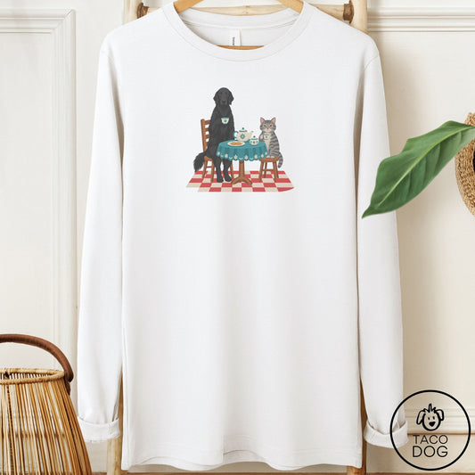 Flat-Coated Retriever Tea With The Enemy Long Sleeve Tee White Taco-Dog