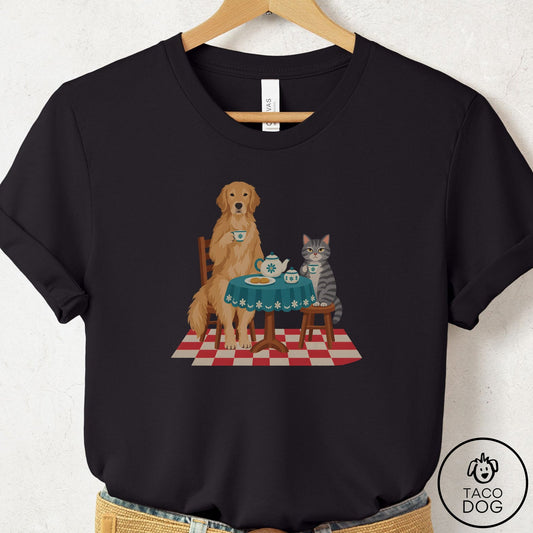 Golden Retriever Tea With The Enemy T-Shirt Black Taco-Dog