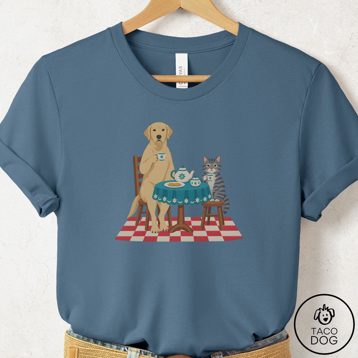 Labrador Retriever Tea With The Enemy T-Shirt Steel Blue Taco-Dog