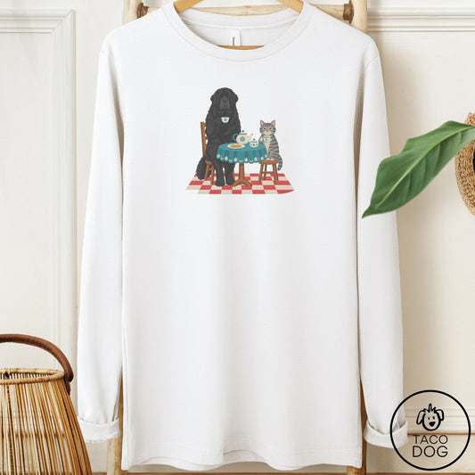 Newfoundland Tea With The Enemy Long Sleeve Tee White Taco-Dog