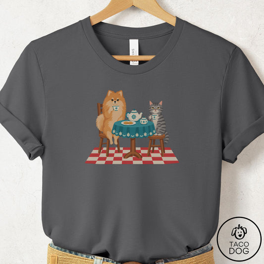 Pomeranian Tea With The Enemy T-Shirt Asphalt Taco-Dog
