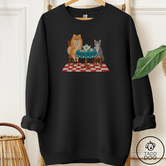 Pomeranian Tea With The Enemy Sweatshirt Black Taco-Dog