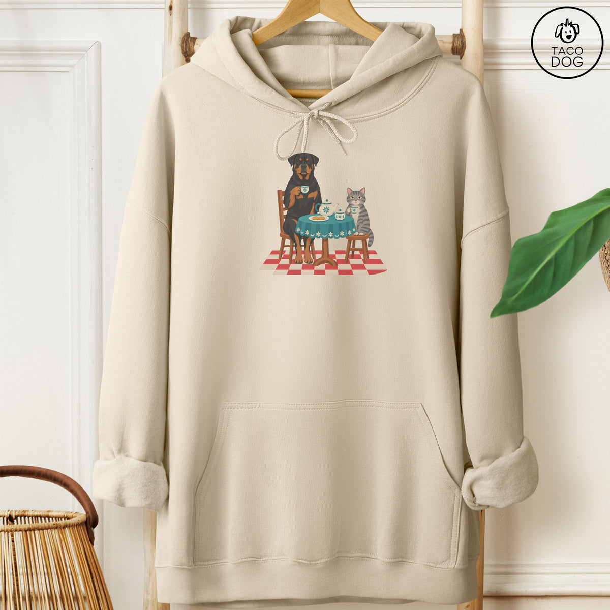 Rottweiler Tea With The Enemy Hoodie Sand Taco-Dog