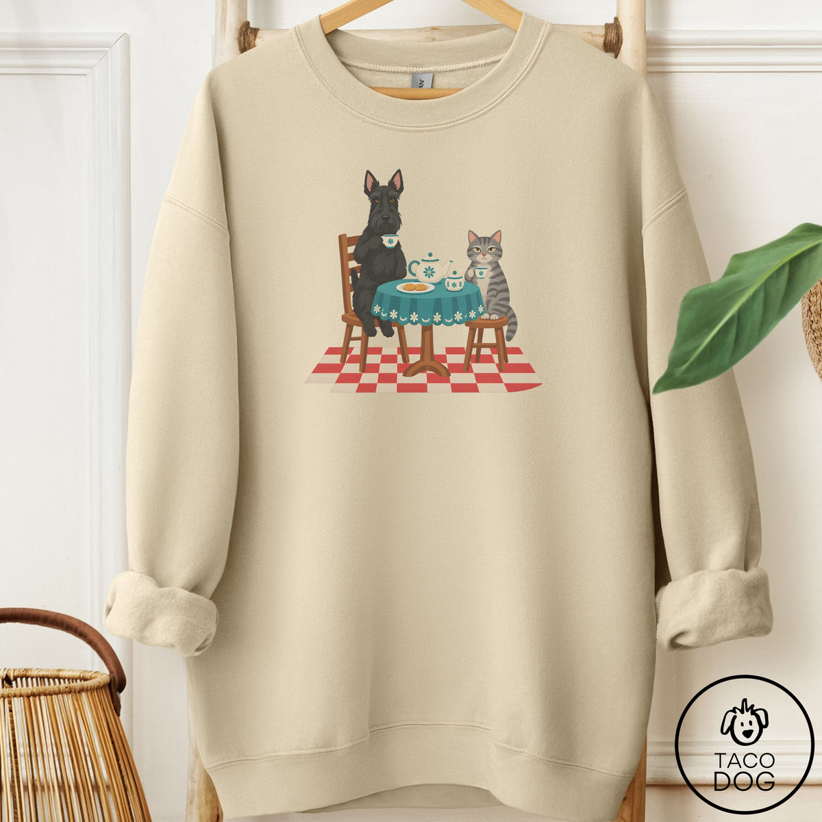 Scottie Tea With The Enemy Sweatshirt Sand Taco-Dog