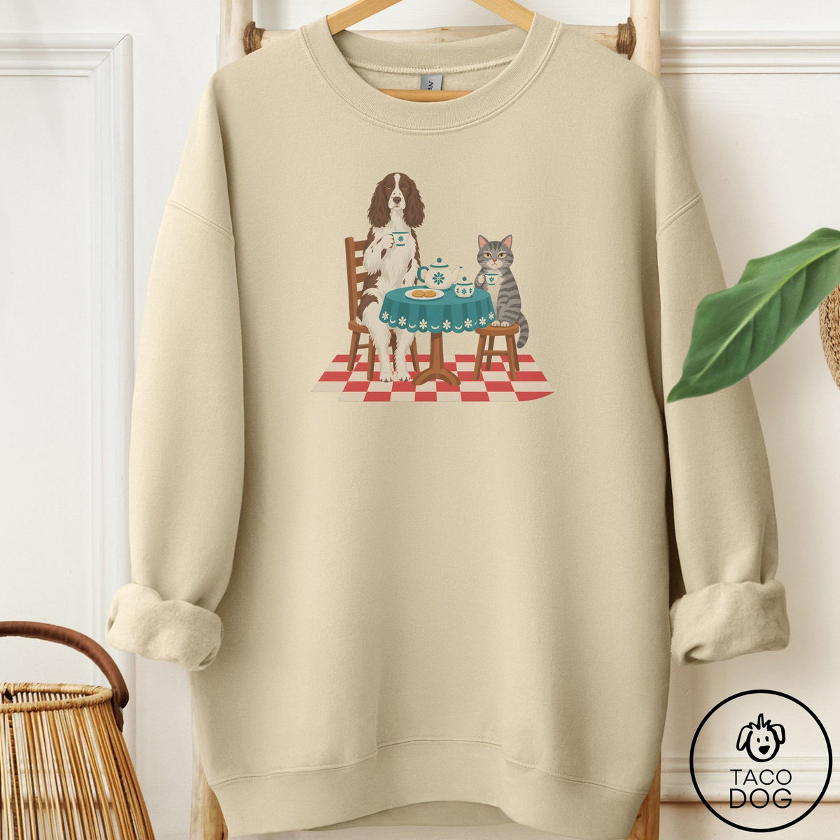 Springer Spaniel Tea With The Enemy Sweatshirt Sand Taco-Dog