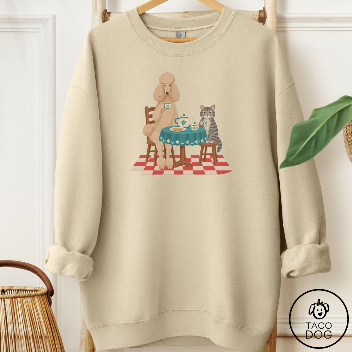 Poodle Tea With The Enemy Sweatshirt Sand Taco-Dog