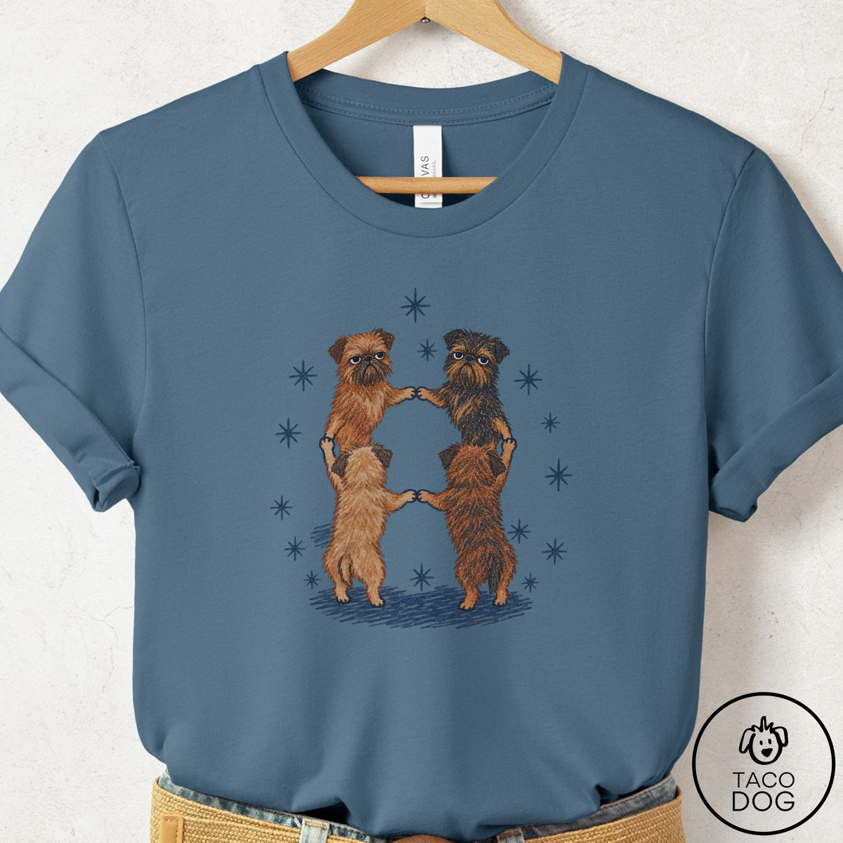 Brussels Griffon The Ritual T-Shirt Steel Blue Taco-Dog