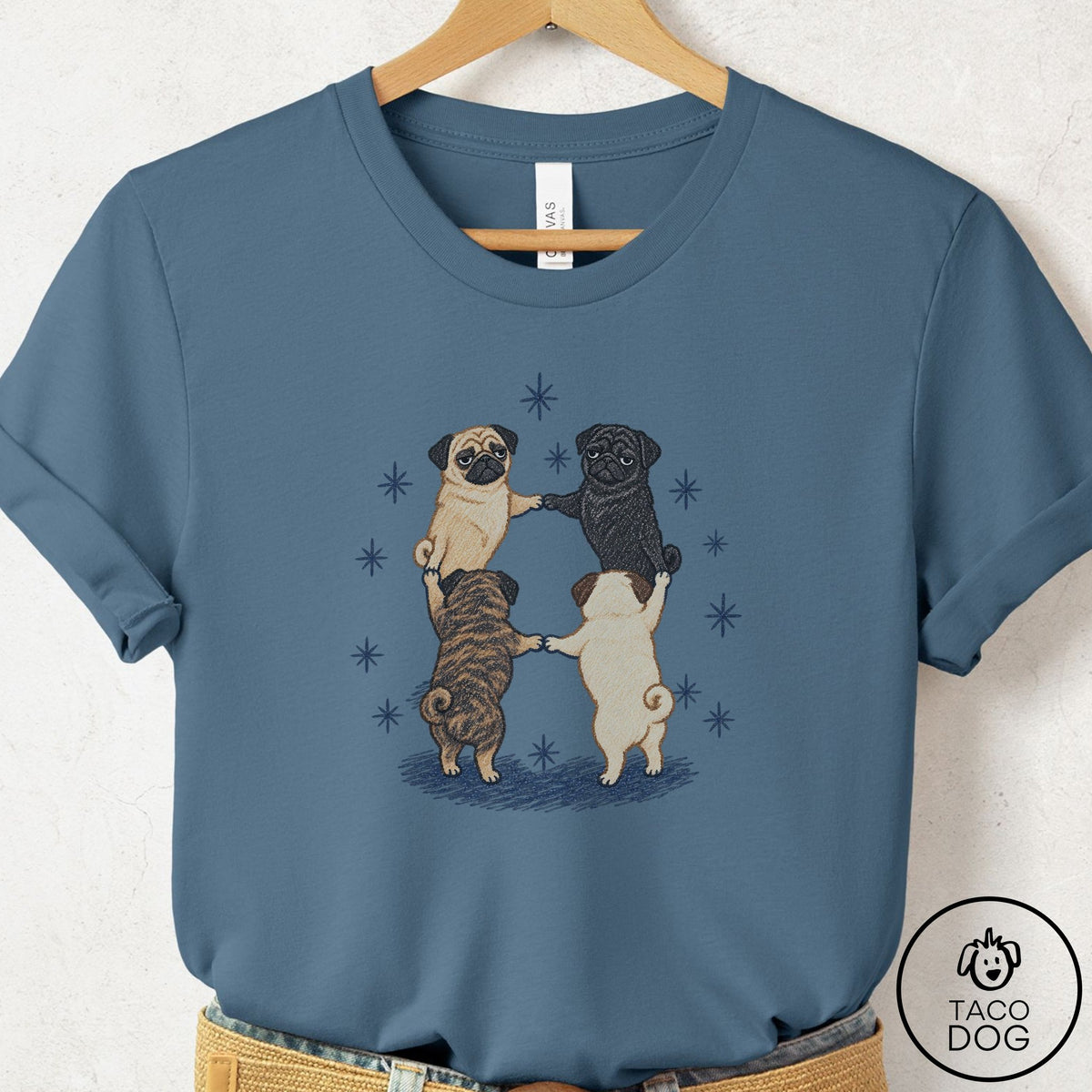Pug The Ritual T-Shirt Steel Blue Taco-Dog