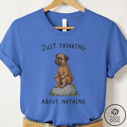 Brussels Griffon Thinking Nothing Rock T-Shirt Columbia Blue Taco-Dog