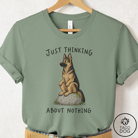 German Shepherd Thinking Nothing Rock T-Shirt Sage Taco-Dog