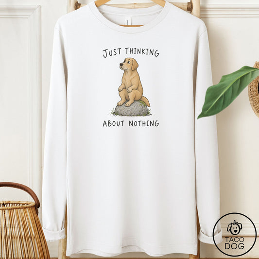 Labrador Retriever Thinking Nothing Rock Long Sleeve Tee White Taco-Dog