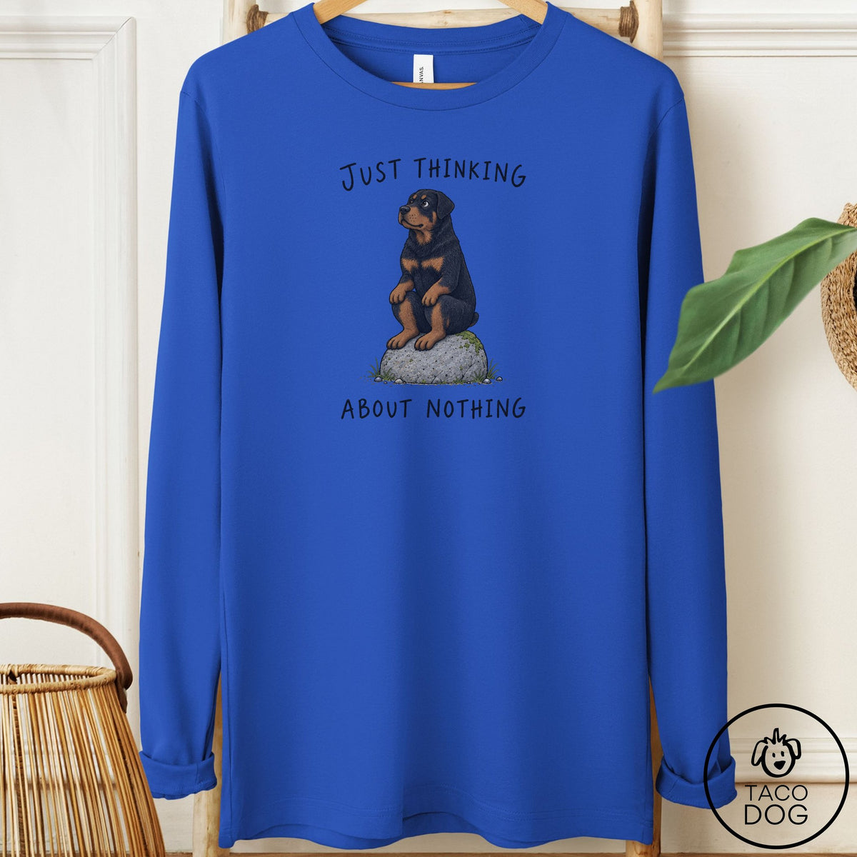 Rottweiler Thinking Nothing Rock Long Sleeve Tee True Royal Taco-Dog