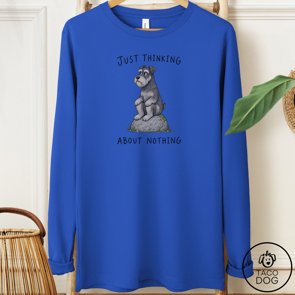 Schnauzer Thinking Nothing Rock Long Sleeve Tee True Royal Taco-Dog