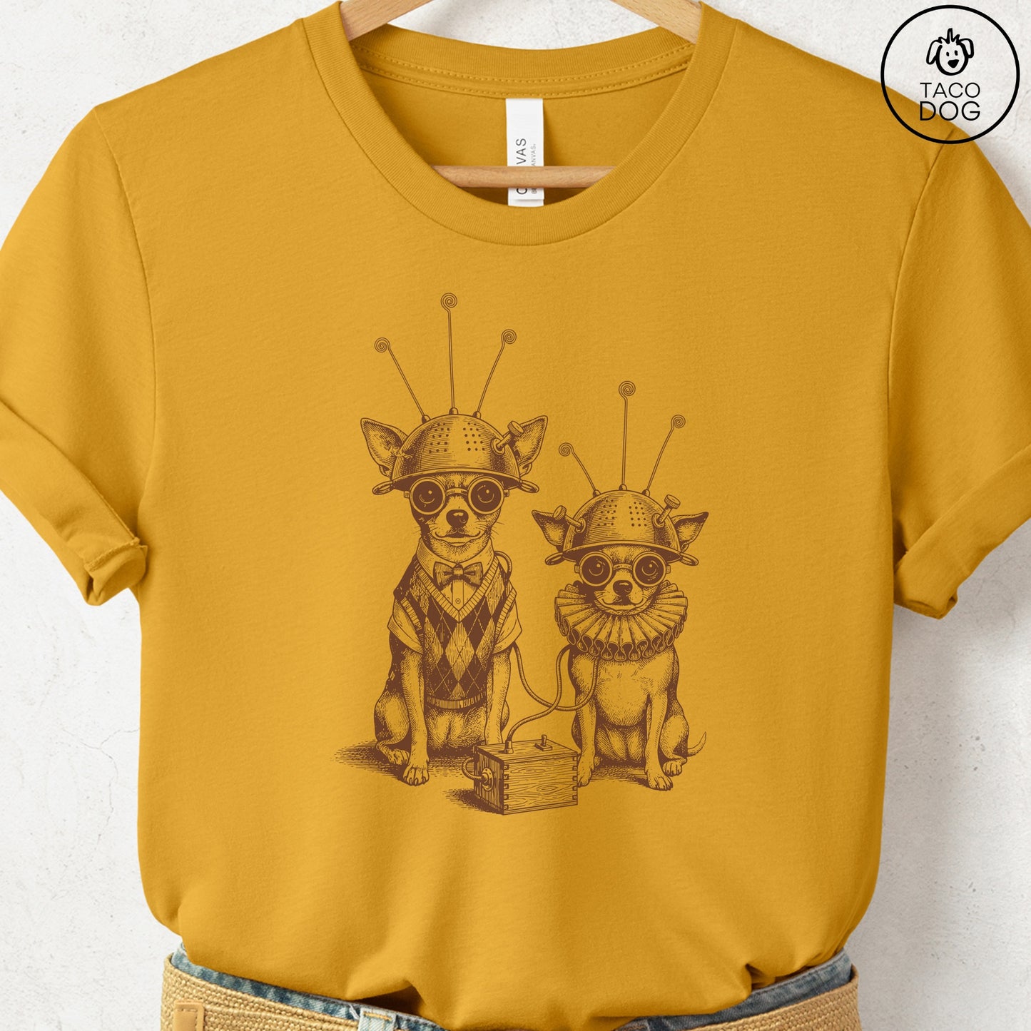 Chihuahua Tin Hat T-Shirt Mustard S Taco-Dog