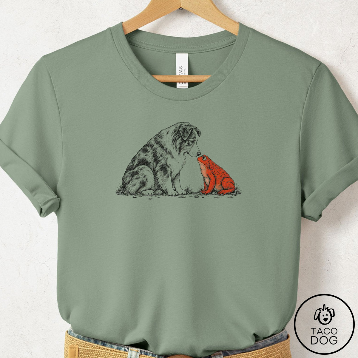 Australian Shepherd Toad Watch T-Shirt Sage Taco-Dog