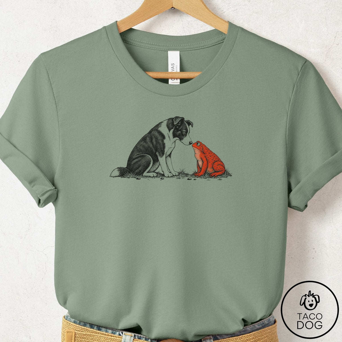 Border Collie Toad Watch T-Shirt Sage Taco-Dog