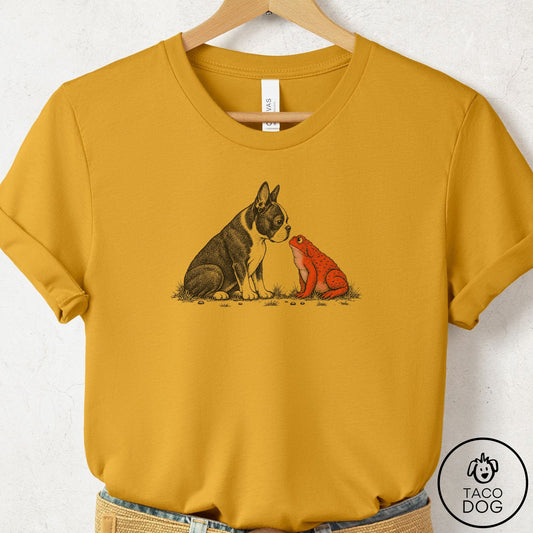 Boston Terrier Toad Watch T-Shirt Mustard Taco-Dog