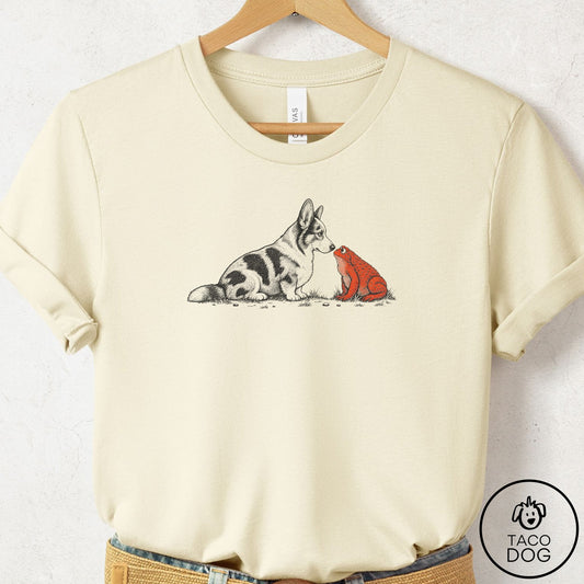 Cardigan Welsh Corgi Toad Watch T-Shirt Natural Taco-Dog