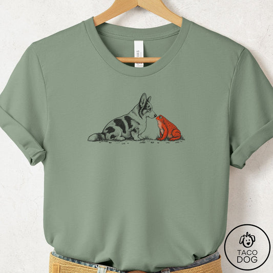 Cardigan Welsh Corgi Toad Watch T-Shirt Sage Taco-Dog