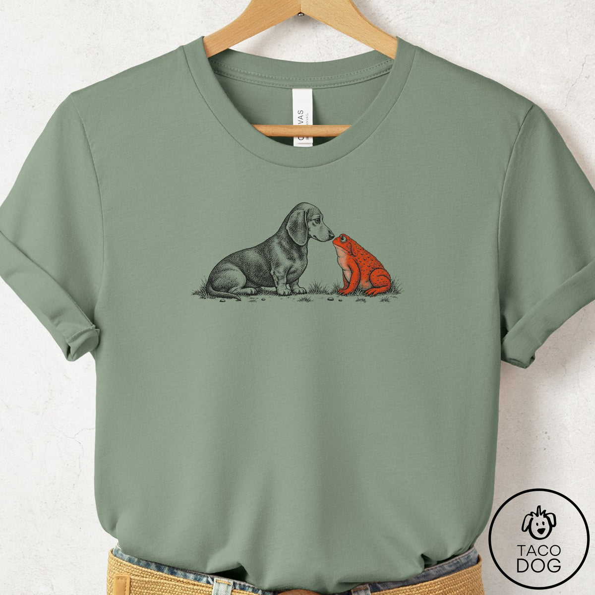 Dachshund Toad Watch T-Shirt Sage Taco-Dog
