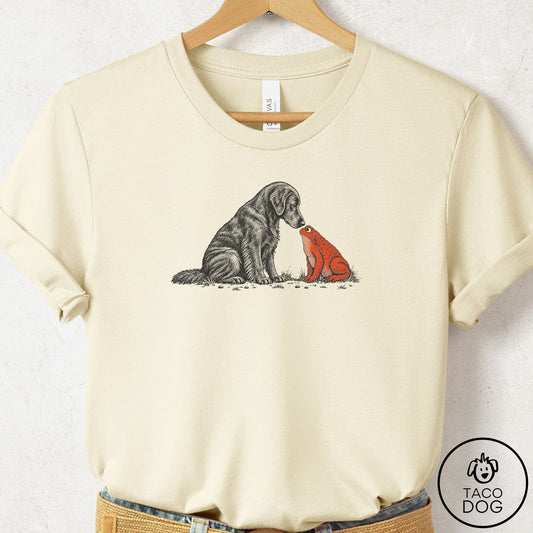 Flat-Coated Retriever Toad Watch T-Shirt Natural Taco-Dog