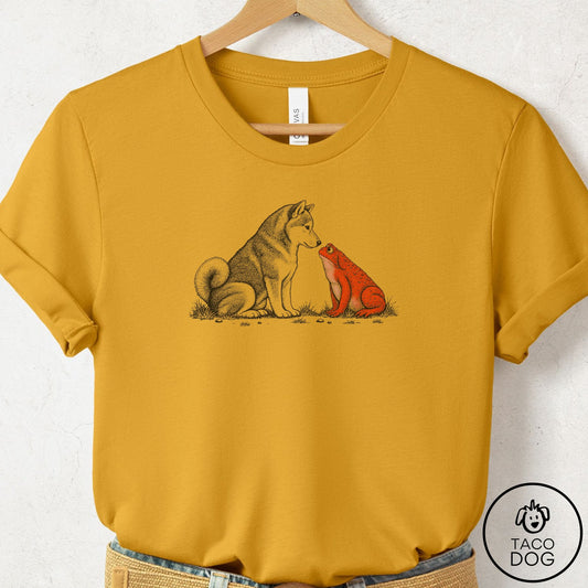 Shiba Inu Toad Watch T-Shirt Mustard Taco-Dog
