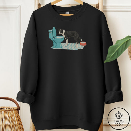 Border Collie Toilet Sweatshirt Black Taco-Dog