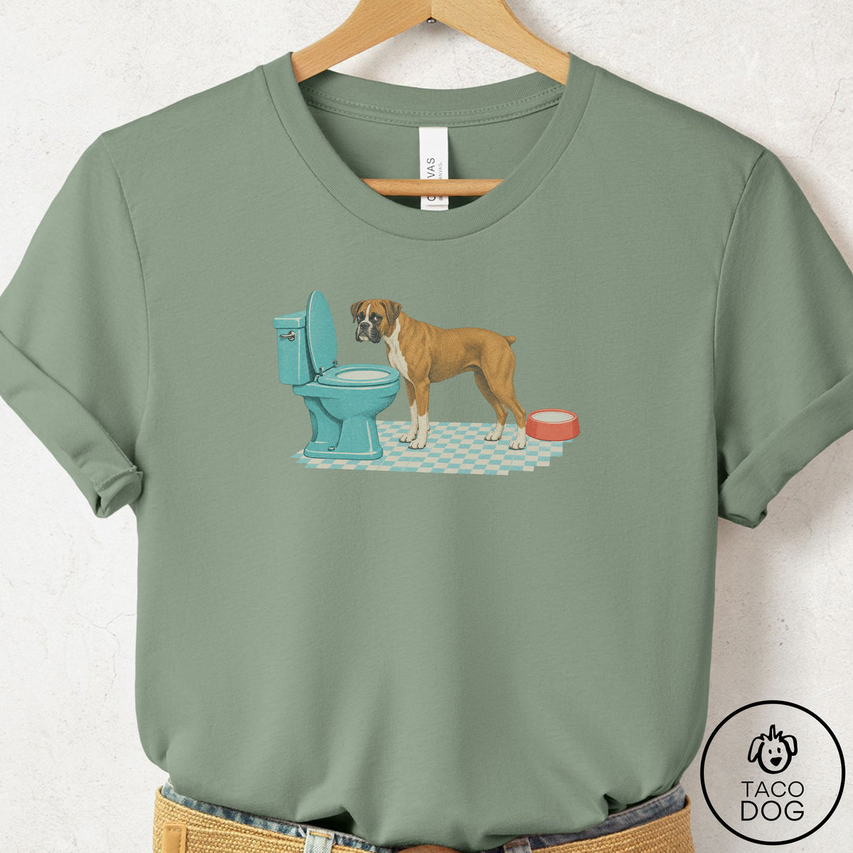Boxer Toilet T-Shirt Sage Taco-Dog