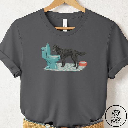 Flat-Coated Retriever Toilet T-Shirt Asphalt Taco-Dog