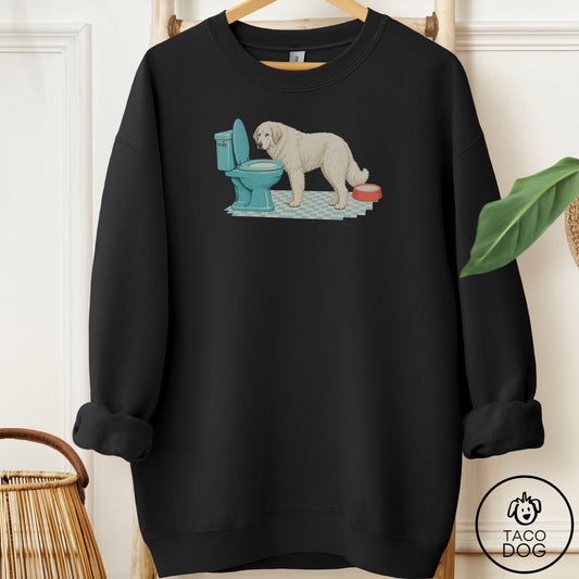 Great Pyrenees Toilet Sweatshirt Black Taco-Dog
