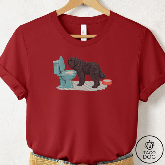 Newfoundland Toilet T-Shirt Canvas Red Taco-Dog