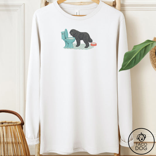 Newfoundland Toilet Long Sleeve Tee White Taco-Dog