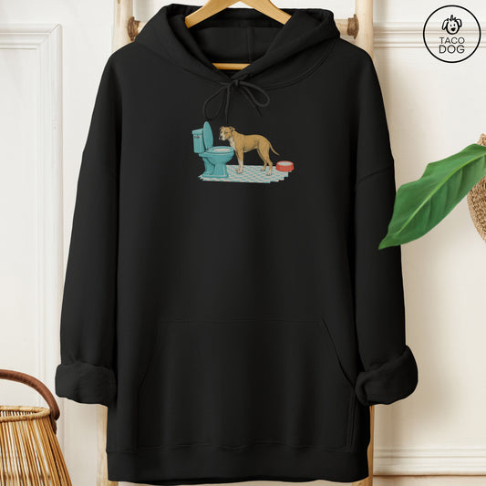 Pitbull Toilet Hoodie Black Taco-Dog