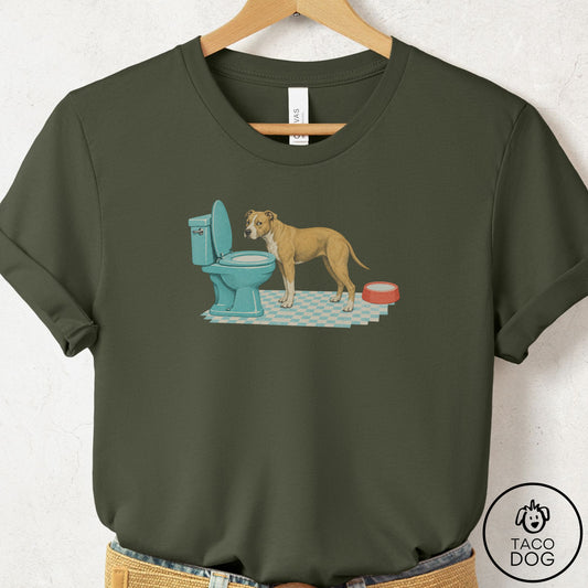 Pitbull Toilet T-Shirt Military Green Taco-Dog