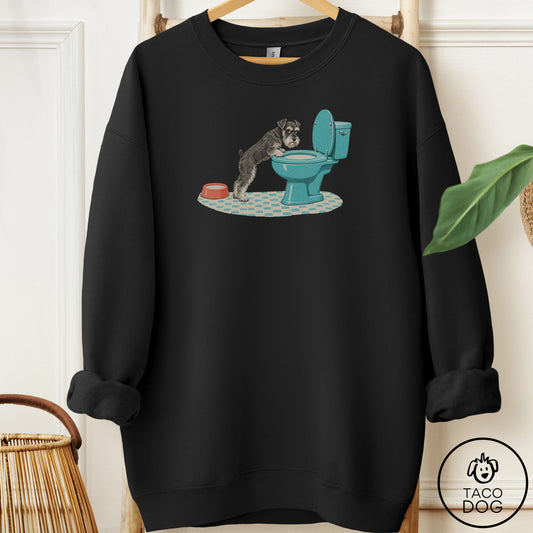Schnauzer Toilet Sweatshirt Black Taco-Dog