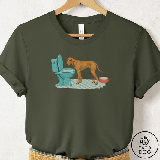 Vizsla Toilet T-Shirt Military Green Taco-Dog