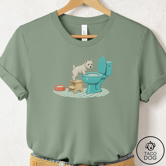 Westie Toilet T-Shirt Sage Taco-Dog