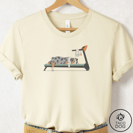 Australian Shepherd Treadmill T-Shirt Natural Taco-Dog