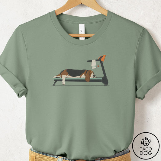 Basset Hound Treadmill T-Shirt Sage Taco-Dog