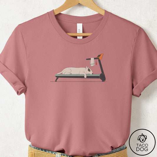 Bull Terrier Treadmill T-Shirt Mauve Taco-Dog