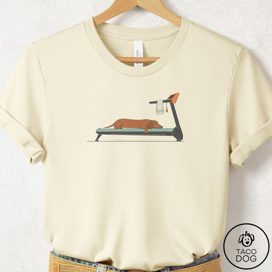 Dachshund Treadmill T-Shirt Natural Taco-Dog