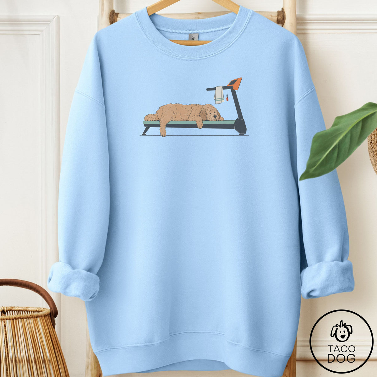 Doodle Treadmill Sweatshirt Light Blue Taco-Dog