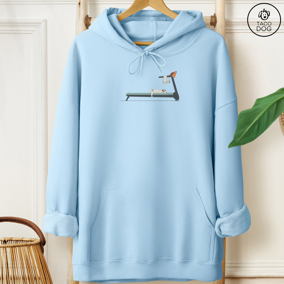 Jack Russell Treadmill Hoodie Light Blue Taco-Dog