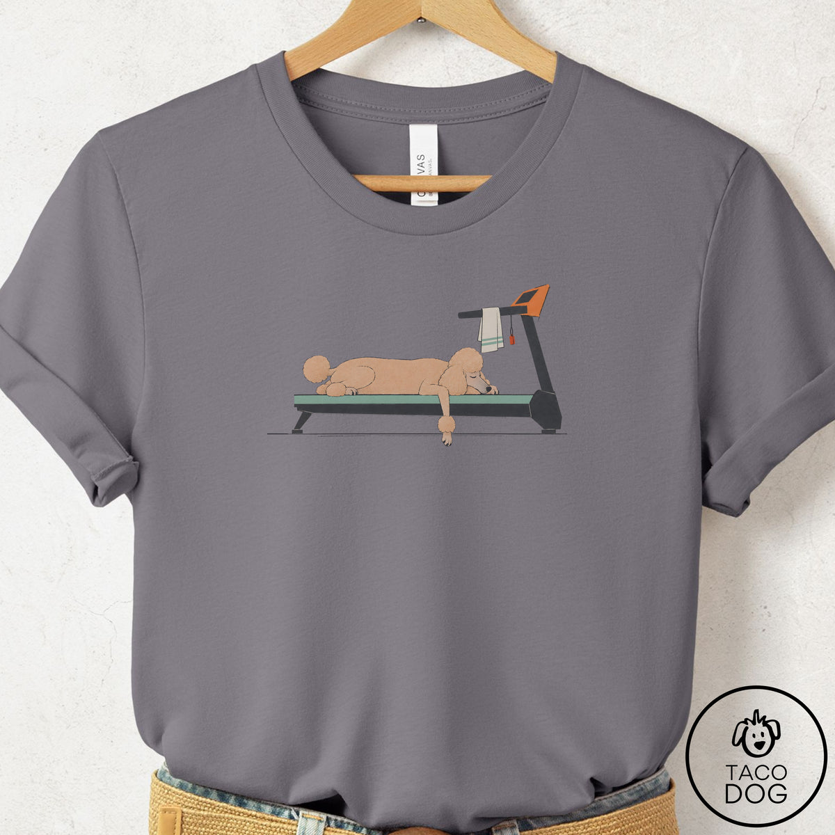 Poodle Treadmill T-Shirt Storm Taco-Dog