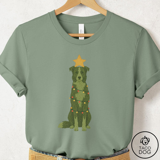 Border Collie Christmas Tree T-Shirt