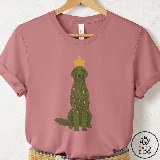 Flat-Coated Retriever Christmas Tree T-Shirt
