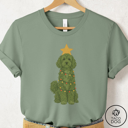 Havanese Christmas Tree T-Shirt Sage Taco-Dog