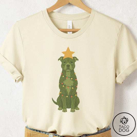 Pitbull Christmas Tree T-Shirt
