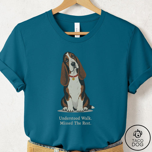 Basset Hound Understood Walk T-Shirt Deep Teal Taco-Dog